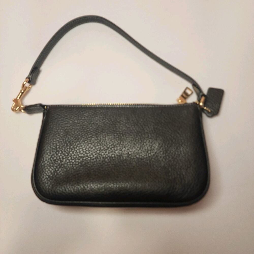 Coach Black Leather Studded Shoulder Bag with Gold Accents - Picture 7 of 9